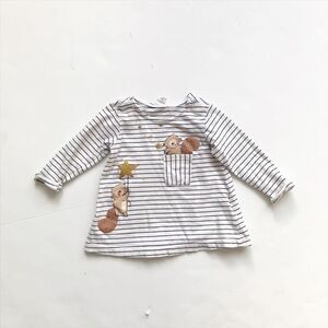 H&M stripe squirrel long sleeve top VGUC 4-6m